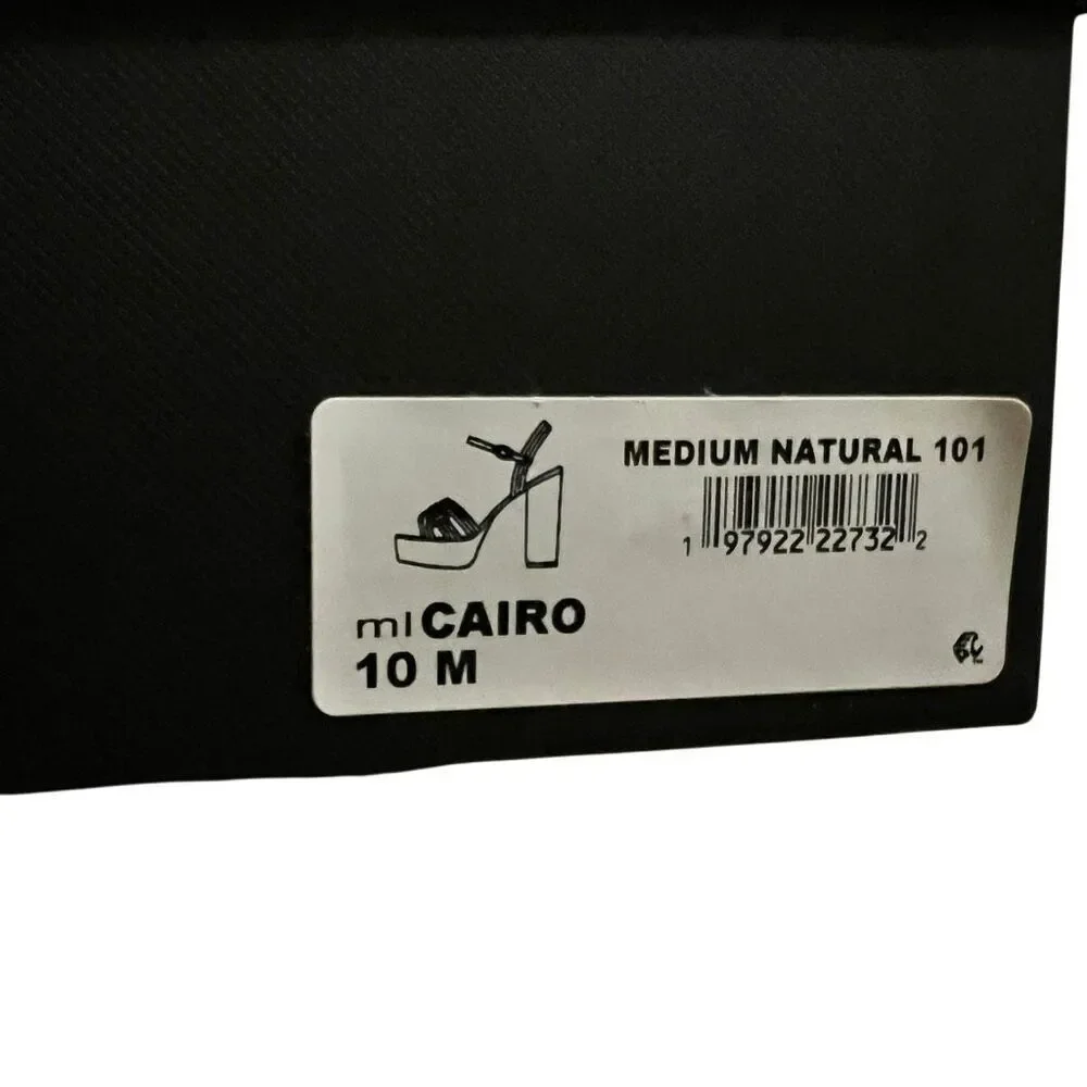NIB Marc Fisher Women's Natural Cairo Ankle Strap Block Heel Platform Sandals 10